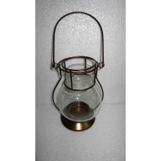 Lantern with glass round copper clear