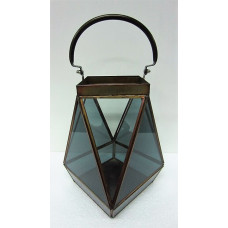 Lantern big grey glass copper burnt