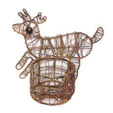 WEAVING REINDEER TLIGHT WITH GLASS