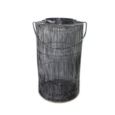 HIGH DRUM STYLE WIRE LANTERN WITH HANDLE