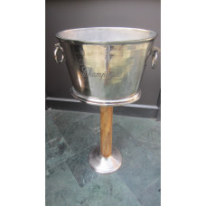 CHAMPAGNE COOLER OVAL W WOODEN BASE