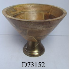 WOODEN BOWL ON ALU BASE SMALL