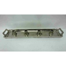 HANDICRAFTS ALUMINIUM 4 CANDLES STAND IN TRAY