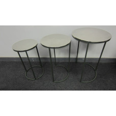 HANDICRAFTS ALUMINIUM ROUND TABLES NESTED SET/3 GREEN BOTTOM