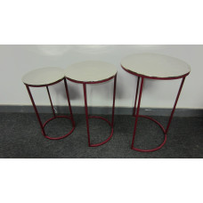 ROUND TABLES NESTED SET/3 RED BOTTOM