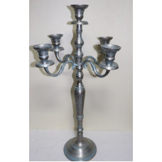 BRUSHED 5 LITE CANDLE STAND 80 CM  NICKLE