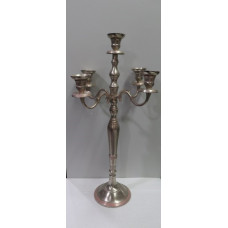 BRUSHED 5 LITE CANDLE STAND 80 CM  NICKLE