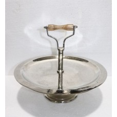 CAKE STAND WOODEN HANDLE SMALL