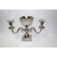 SQ. BASE RIBBED BOWL 2 ARMS CANDLE STAND