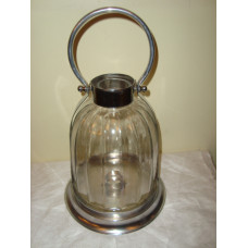 STEEL LANTERN CLEAR GLASS 24 CMS