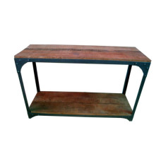 IRON WOODEN TESTURED COSNOLE TABLE