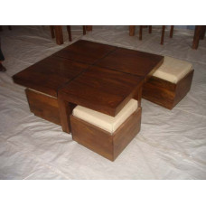 COFFEE TABLE WITH 4 STOOL