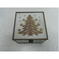 glass box white x-mass tree small