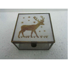 glass box white deer small