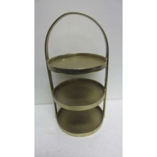 3 TIRE ROUND CAKE STAND WITH BORDER SMALL BRASS RAW