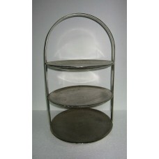 3 TIRE ROUND CAKE STAND LARGE NICKLE RAW