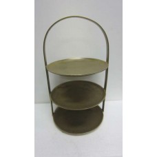 3 TIRE ROUND CAKE STAND LARGE BRASS RAW