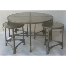 tafel rond 4 krukjes gray