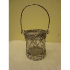 ALU ROUND BASKET W GLASS