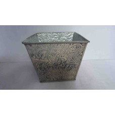 FLOWERS DESIGN SQ. PLANTER MED