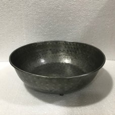 Bowl round hammered zinc