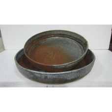 Tray round set 2 galv rust