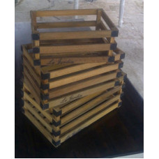 WOODEN STRIPES BASKET S/3 (38X27X18)