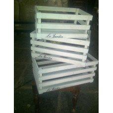 WOODEN STRIPES BASKET S/3 (38X27X18)