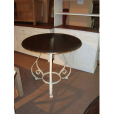 ROUND TABLE  WOODEN TOP AND IRON LEGS