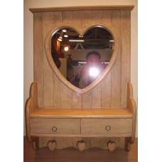 MIRROR FRAME HEART W DRAWER AND HOOKS