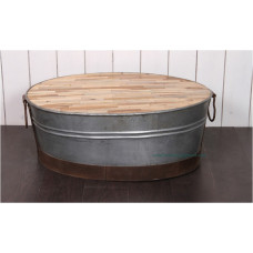 Coffeetable oval old tub zink