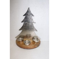 X-MAS TREE WITH Tlight ON WOODEN BASE SMALL