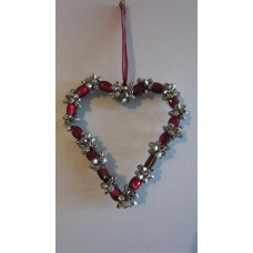 BEADED HEART WITH STONE