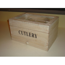 hout cutlery box glas wit