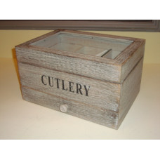 hout cutlery box glas grey