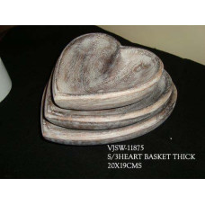 S/3 HEART BASKET THICK