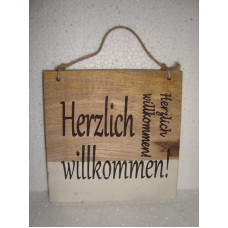 Tekstbord 4kant "wilkommen" nat/wit