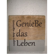 Tekstbord 4kant "genieße" nat/wit