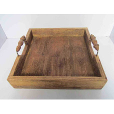 SQ. TRAY HIGH BORDER WDN HANDLE RIBBED B