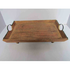 BROAD RECT. TRAY BIG RIBBED ON BASE