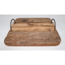 RESTORATION WOODEN SQ. TRAY U HANDLES