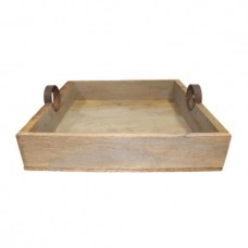 SQ  BORDER IRON RING HANDLES TRAY