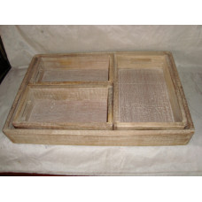 WOODEN TRAY SET OF 4 PCS