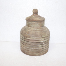 WOODEN JAR BOTTOM LINES WITH LID